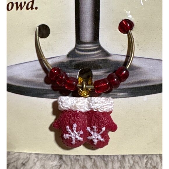 Boston Warehouse Christmas Wine Markers Set Of 6 Red & White Holiday Charms - Picture 2 of 4